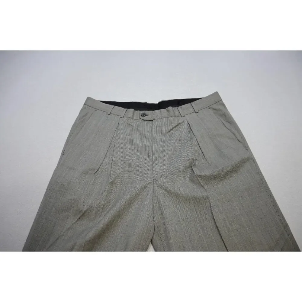 Jhane Barnes Wool Plaid Pleated 2 Button Suit Pants Jacket‎ Mens 40 x 31 44 L